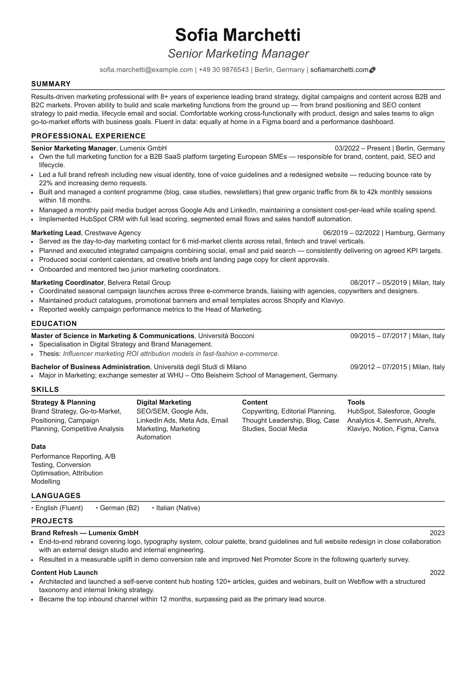 AI-tailored CV example